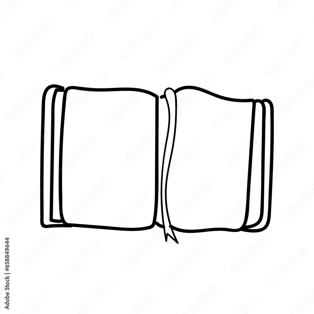 Open book on white background