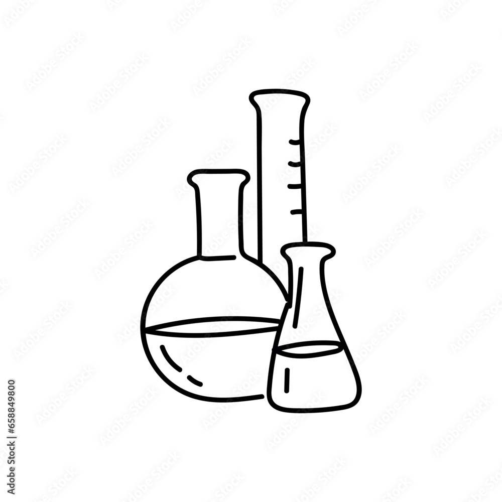 Laboratory glassware on white background