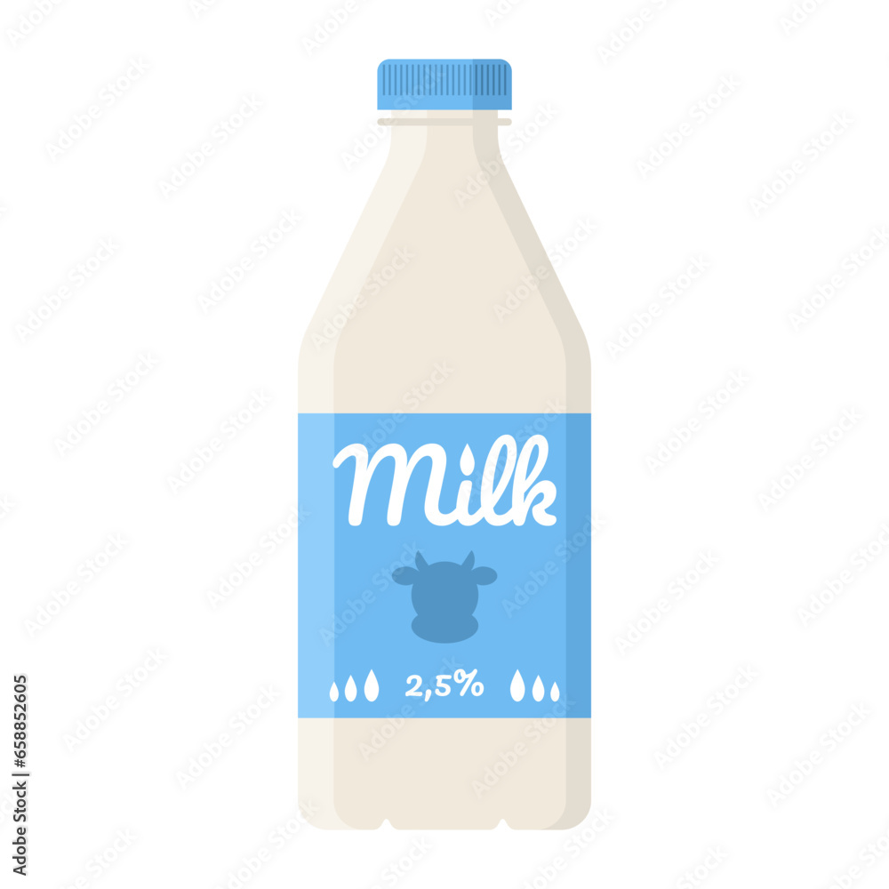 Bottle of fresh milk on white background