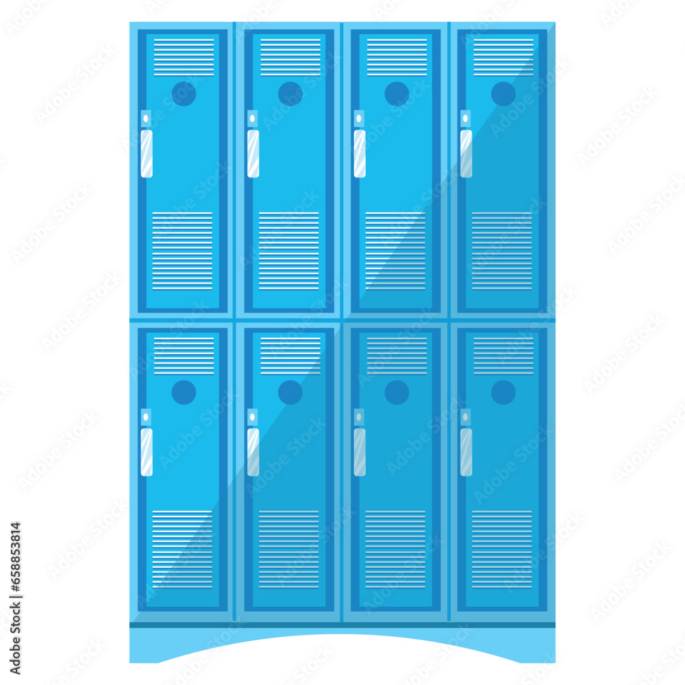 Modern blue lockers on white background