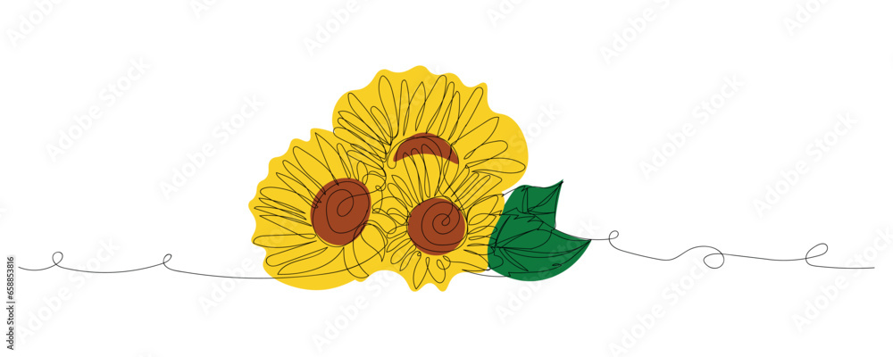 Beautiful sunflowers on white background