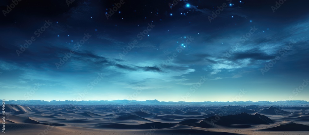 Nighttime in Dubai s desert with a starry sky