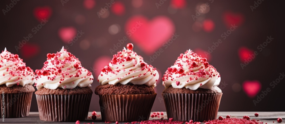 Valentine s Day cupcakes with creamy vanilla filling and sugar hearts