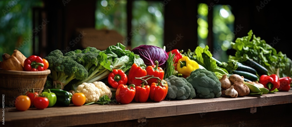 Farmers market with fresh vegetables