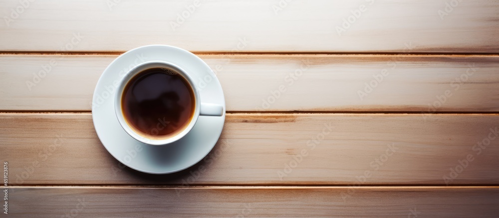 A top down view of a coffee cup with fresh espresso at the airport