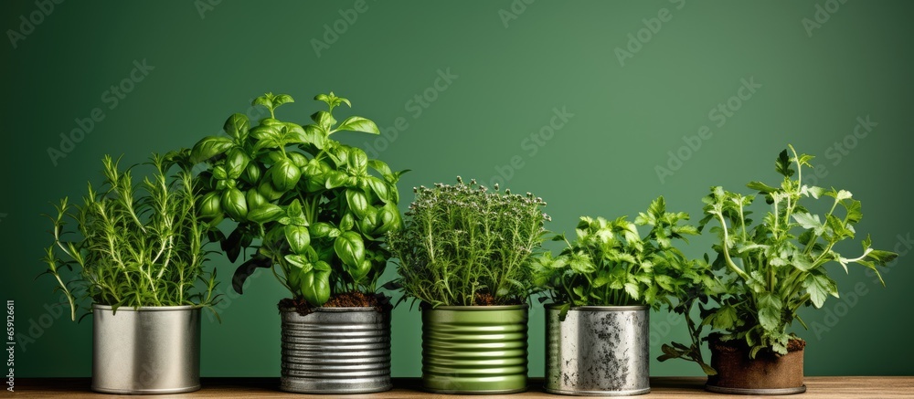 Eco friendly urban gardening using upcycled tin cans for plants and home decor