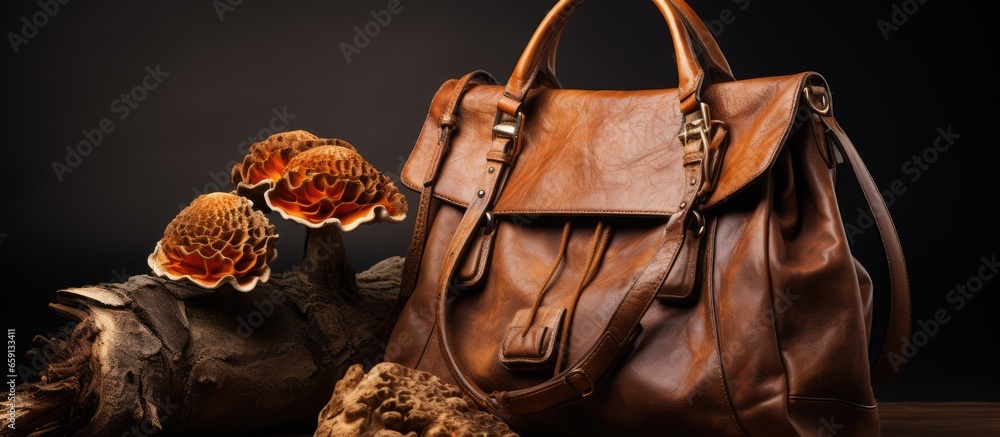 Mushroom mycelium creates sustainable leather as a plant based alternative for jackets and bags using brown tree mushrooms