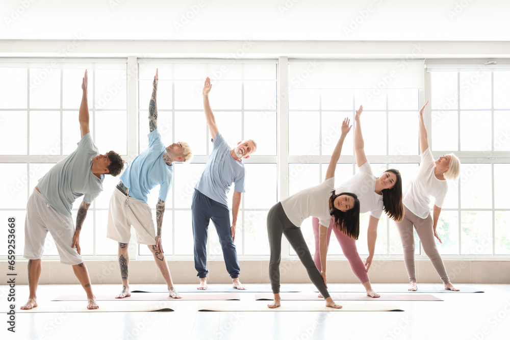 Group of sporty people training in gym