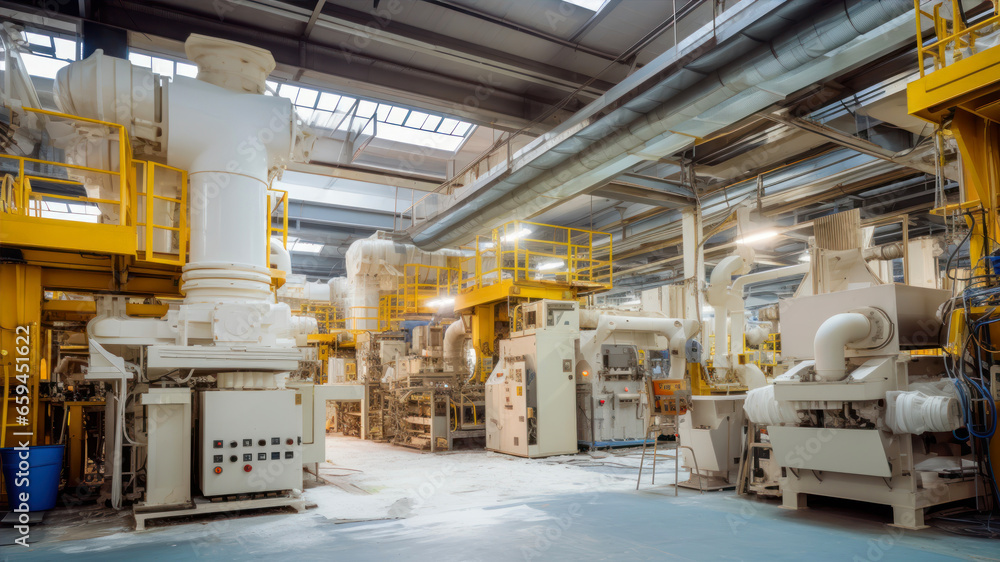 Industrial interior of a power plant. Industrial equipment and machines.