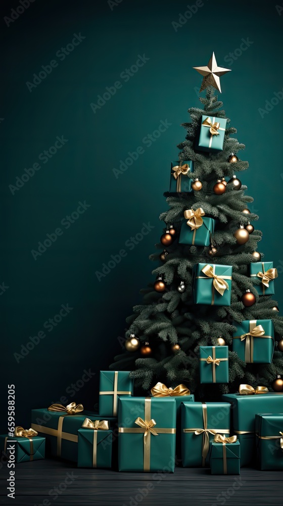 Decorated bright Christmas tree large