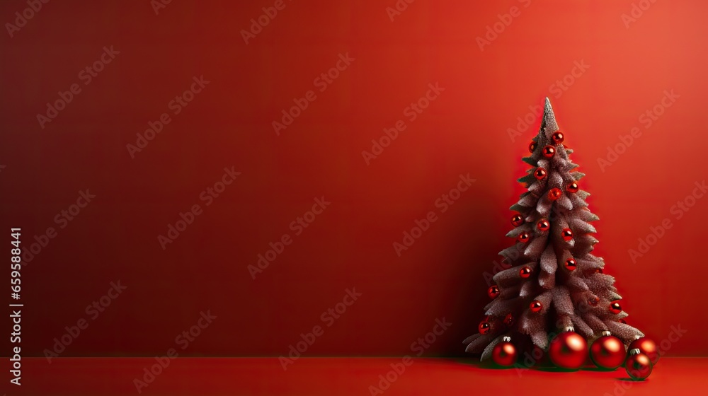 Red Christmas tree on a red background