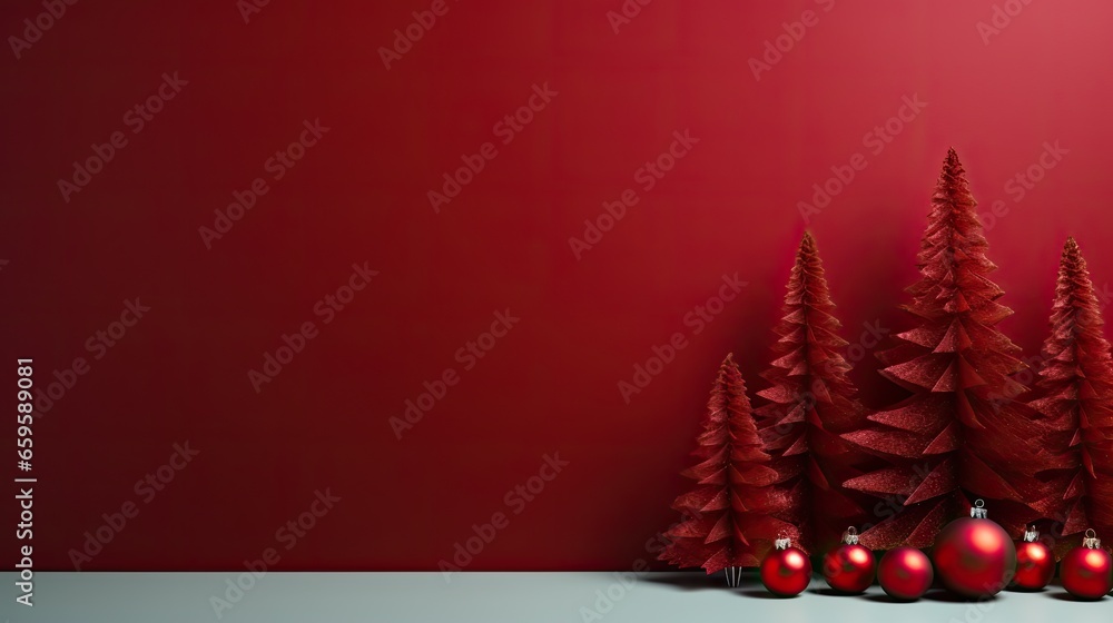 Red Christmas tree on a red background