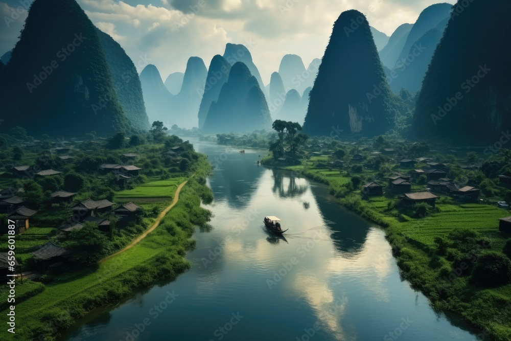 The beautiful landscape of Guilin, China.