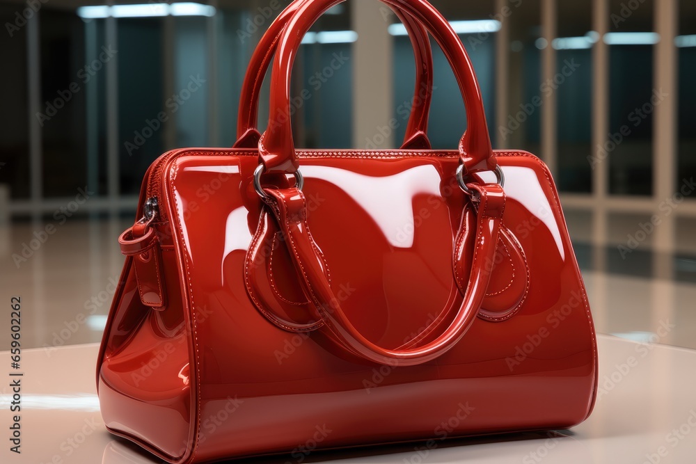 Womens elegant red handbag.