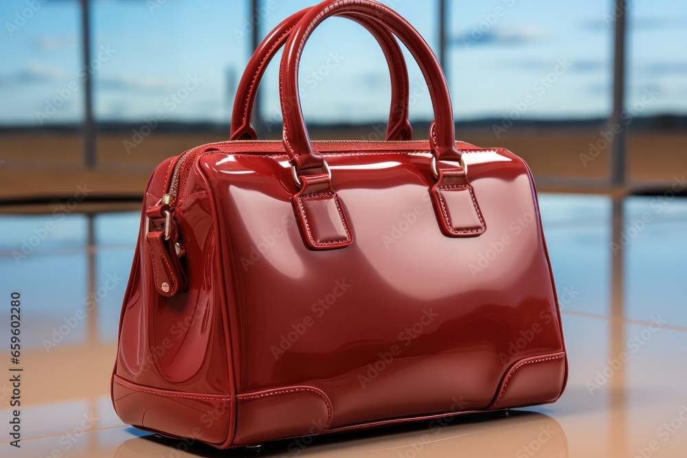 Womens elegant red handbag.