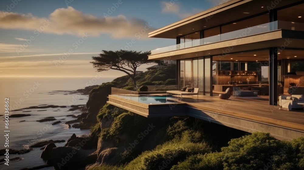 Cliffside villa with sea views.