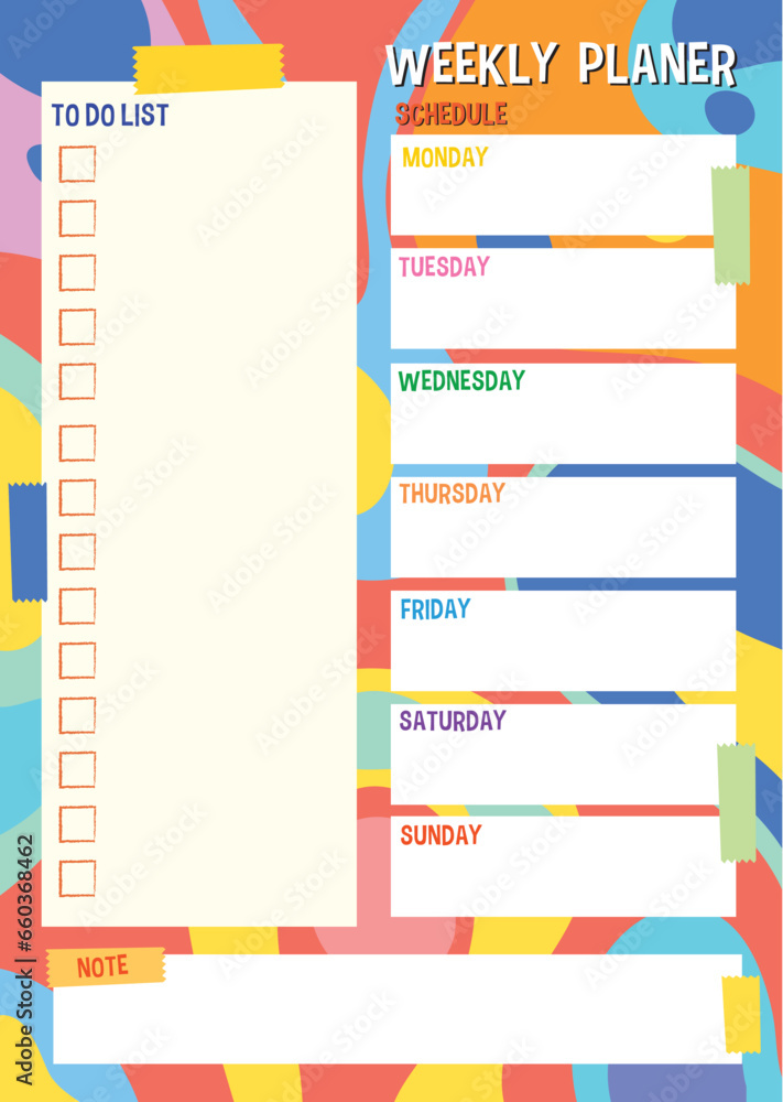 Colorful Abstract Weekly Planner and To-Do List Design