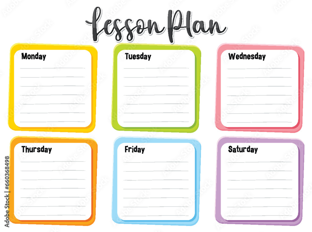 Colorful Weekly Lesson Plan Template