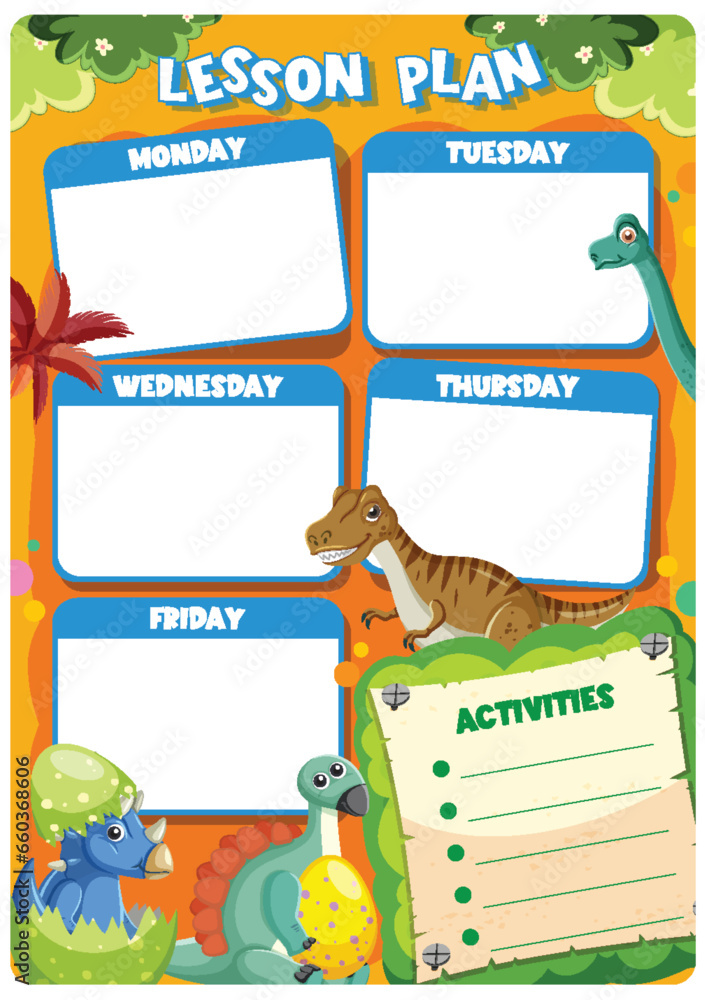 Cute Lesson Plan with Dinosaur Decorations