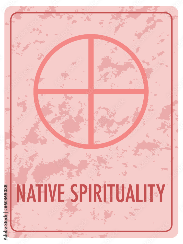 Native Spirituality Red Card with Vector Illustration