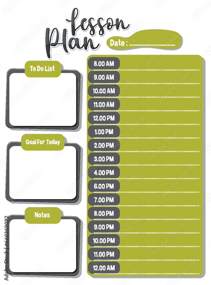 Green Note Daily Lesson Planner Template