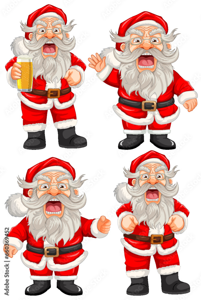 Angry Old Man Wearing Santa Claus Outfit Cartoon