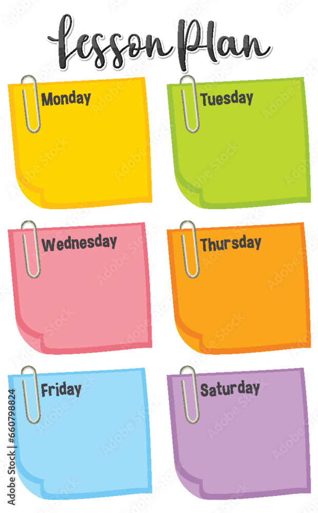 Colorful Weekly Lesson Plan Template