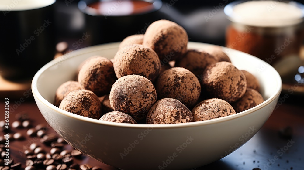 Vegan protein balls with instant coffee.