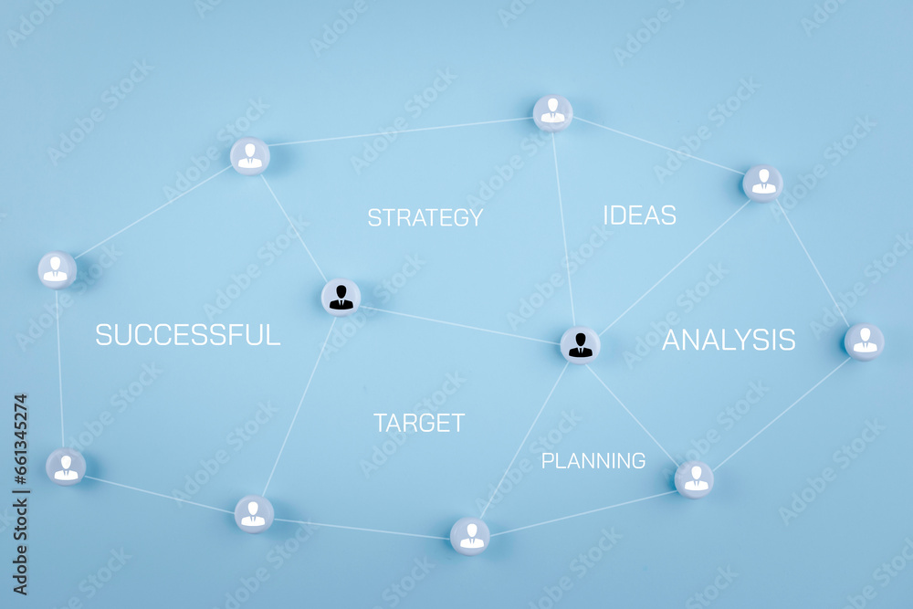 Communication and Connecting people Teamwork concept,  planning, and trade investment, Connection between salespeople and Customers, technology Communication via Online Data Systems.