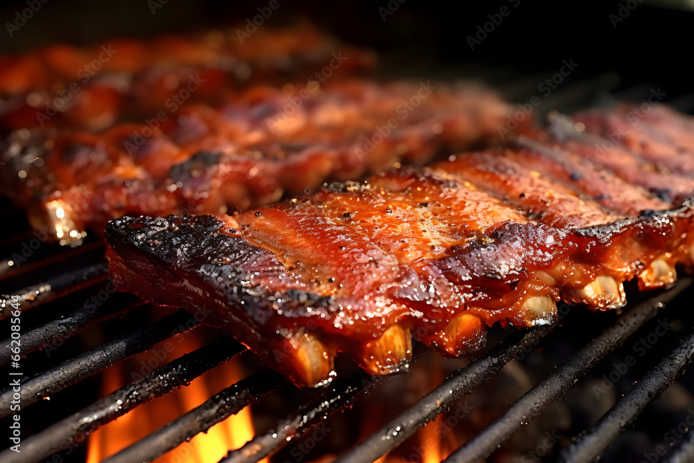 grilled pork ribs BBQ , barbecue ribs, pork ribs on a barbecue, beef, roasted meet, grilled on a barbecue, grill, 