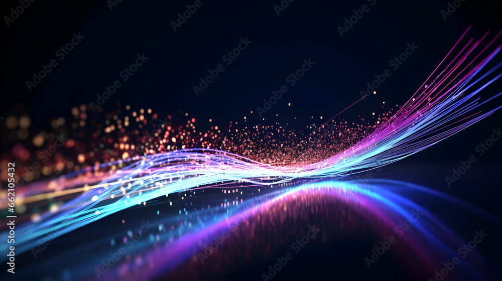 abstract futuristic background with colorful glowing neon moving high speed wave lines and bokeh lights. Data transfer concept Fantastic wallpaper