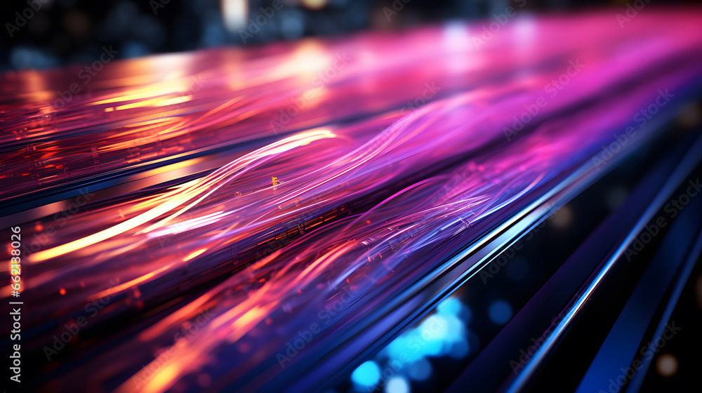 Network connection fiber optic,Colorful optic fiber electrical cables wires neon waves lines abstract 3d ai design background pattern glow colored streams information optical connection internet 