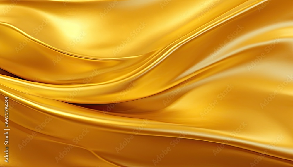 Gold metal texture with waves. Liquid golden metallic wavy abstract background.