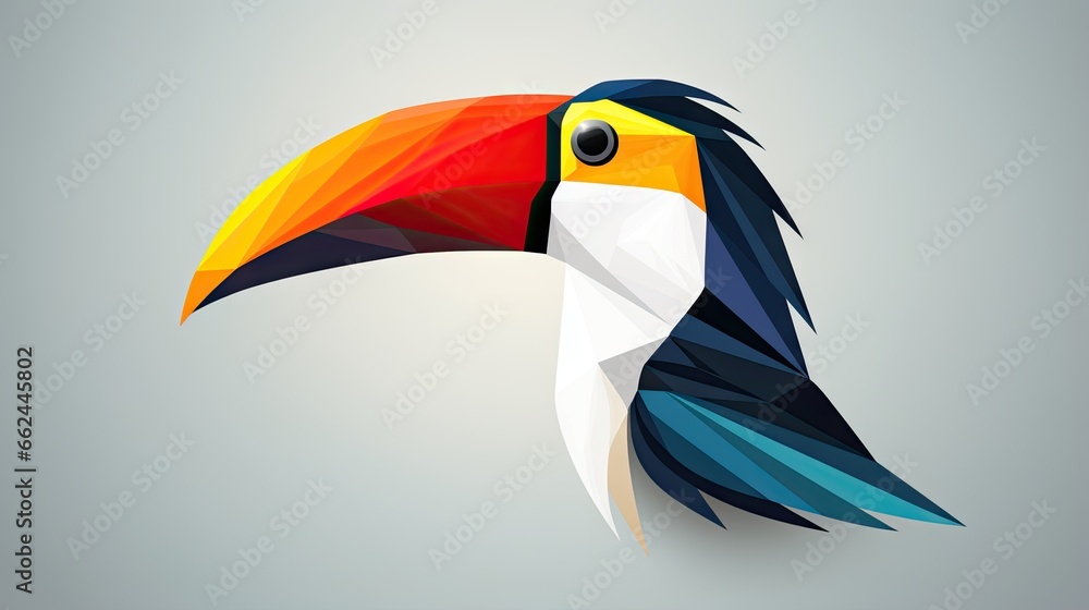  a colorful toucan bird with a long beak and colorful feathers.  generative ai