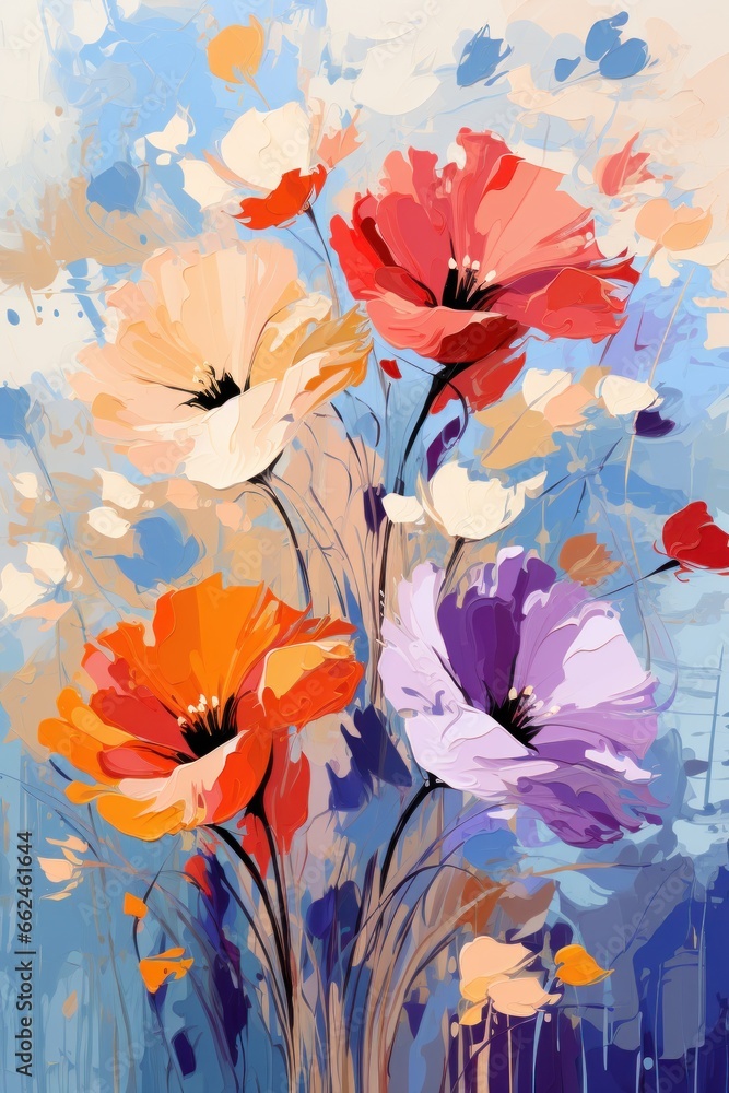 abstract floral art in the style of impressionist illustration