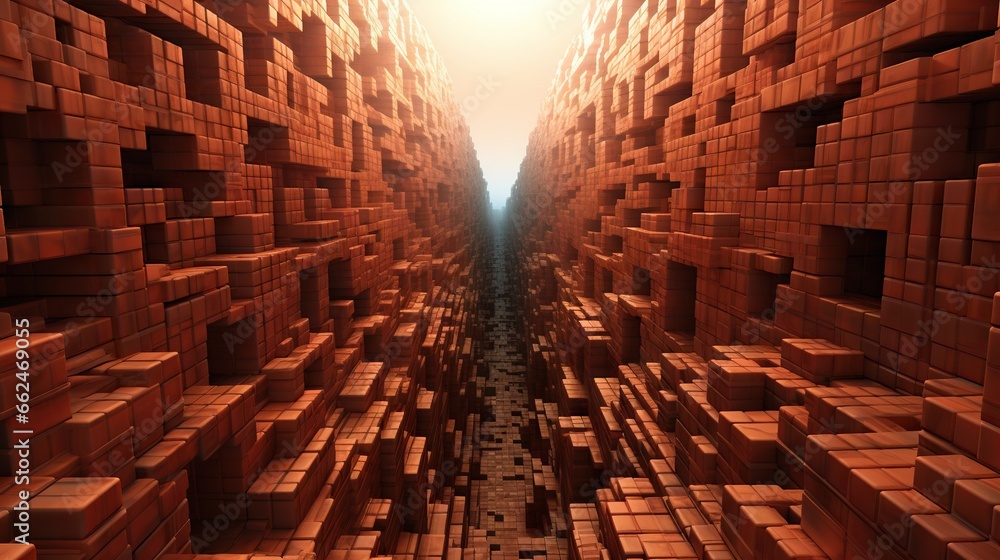  a very large room filled with lots of boxes and bricks.  generative ai