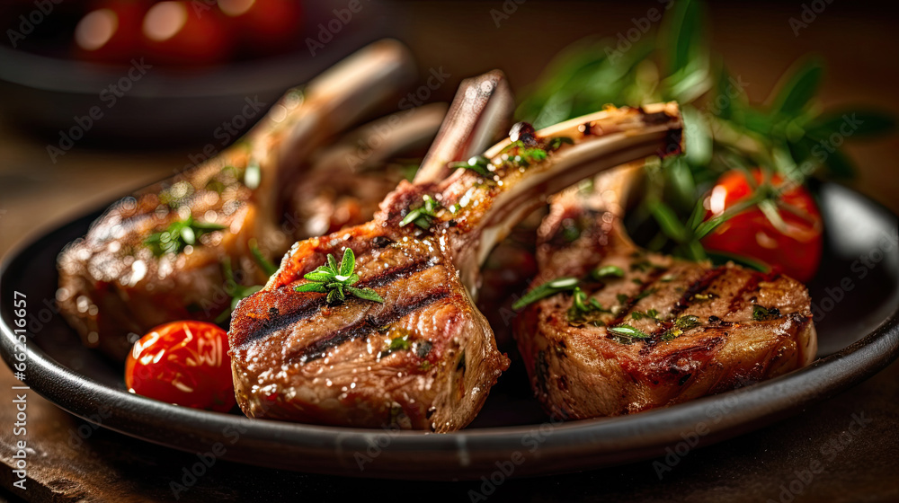 Delicious organic grilled lamb chops for a mouthwatering dinner.