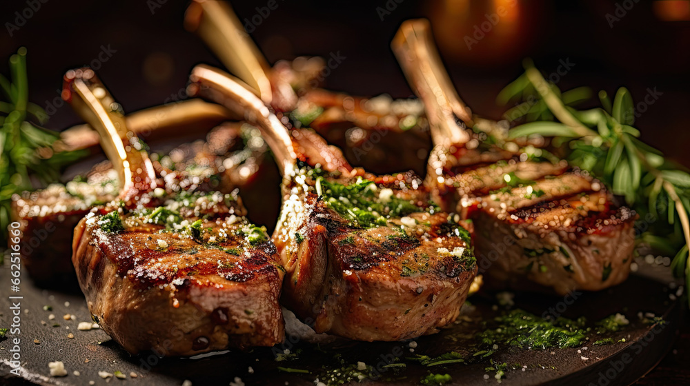 Delicious organic grilled lamb chops for a mouthwatering dinner.