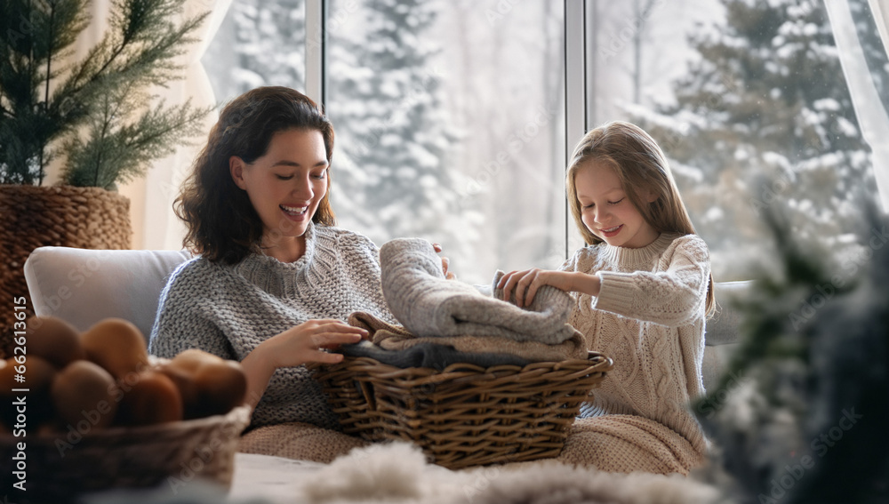 Winter portrait of family