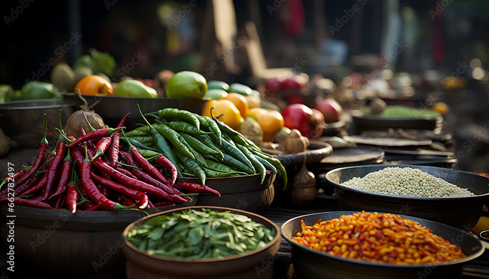 Freshness and variety of organic vegetables, a healthy eating option generated by AI