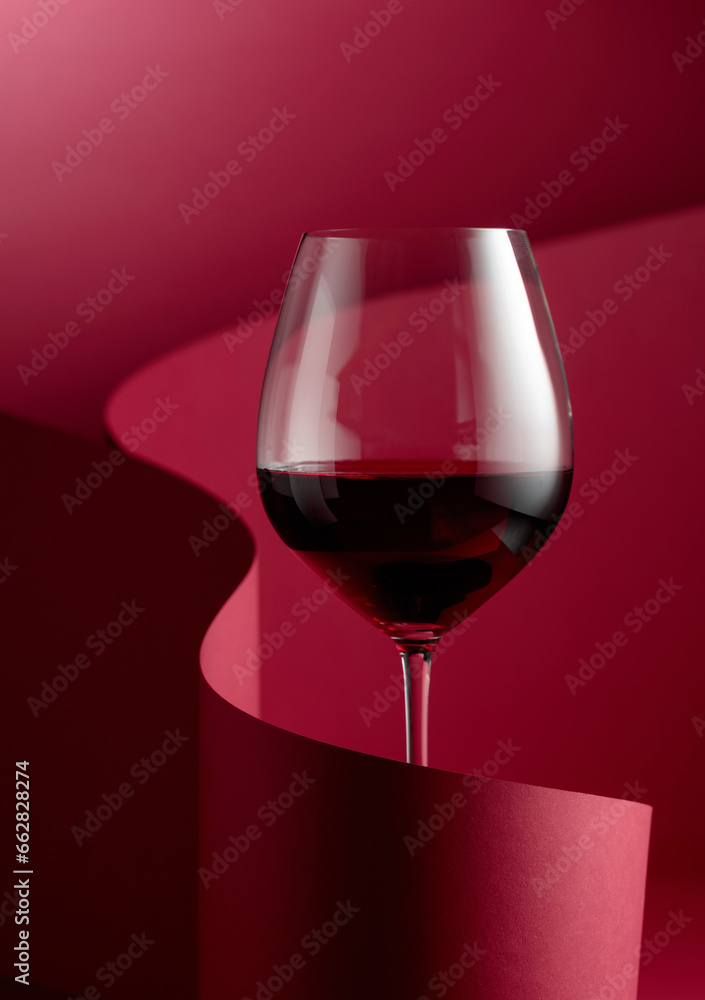 Glass of red wine.