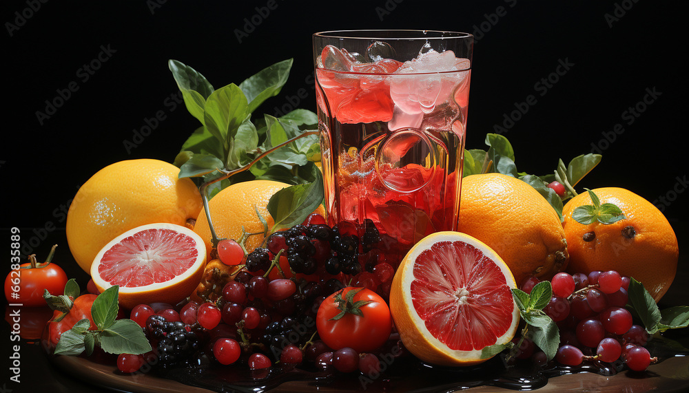 Freshness of citrus fruit, healthy eating, nature summer refreshment generated by AI