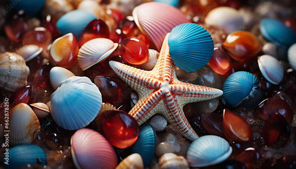 Beauty in nature: a large group of starfish in underwater paradise generated by AI