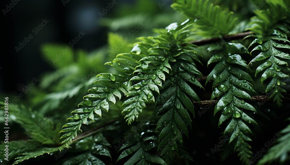 Freshness and beauty in nature  vibrant green leaves of a fern generated by AI