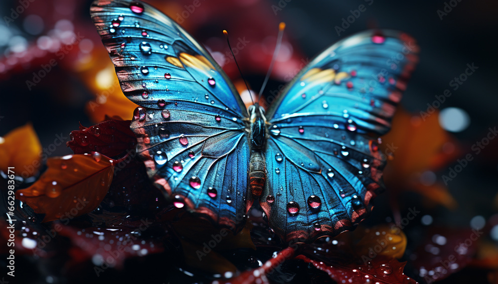 Vibrant colors of butterfly wings create a mesmerizing underwater scene generated by AI