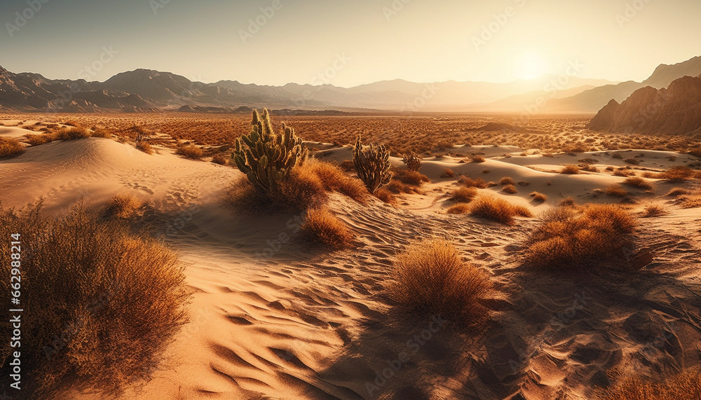 Remote sand dune landscape showcases Africa majestic beauty in nature generated by AI