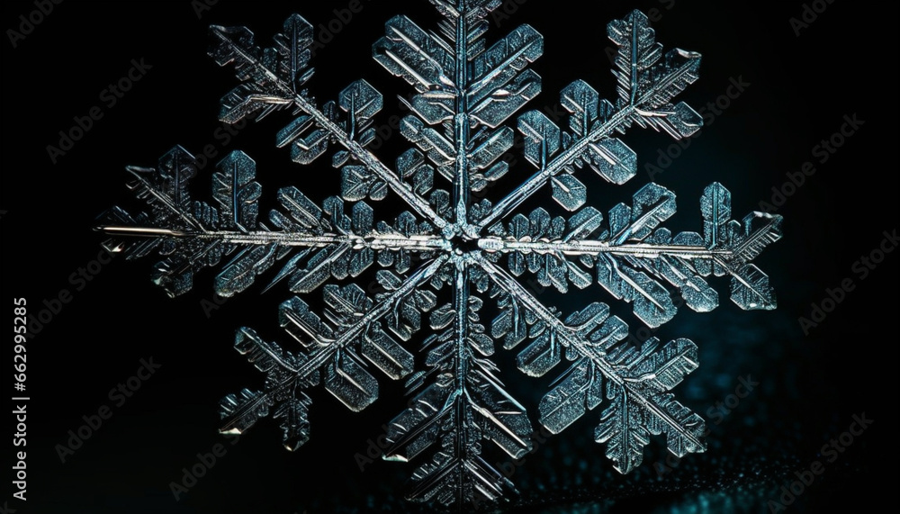 Generative AI creates ornate snowflake pattern for winter decoration generated by AI