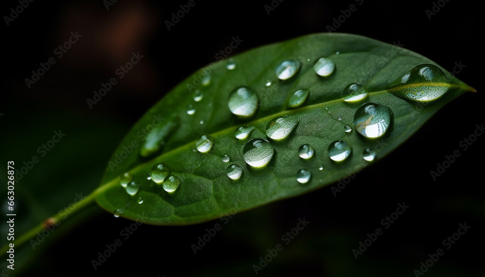 Vibrant green leaf veins reflect new life in wet meadow generated by AI