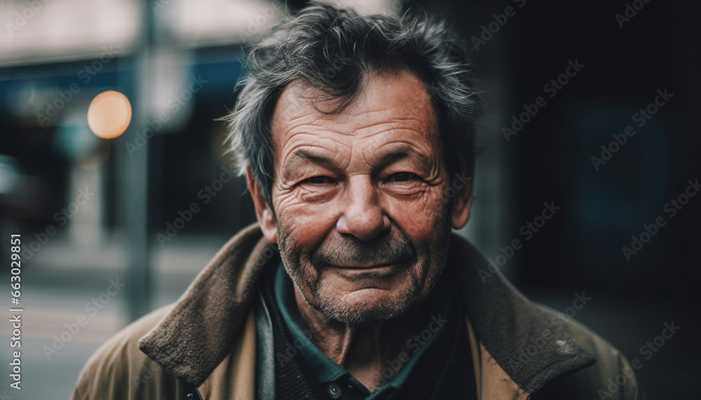 Smiling senior man with gray hair and eyeglasses looking confident generated by AI