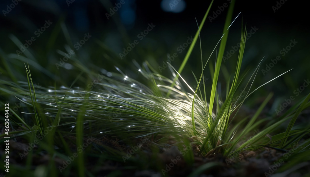 Fresh green grass in the meadow, a symbol of summer beauty generated by AI